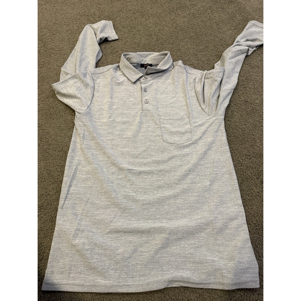 Quince ProPique Performance Long Sleeve Polo Gray Men's Size Medium  READ